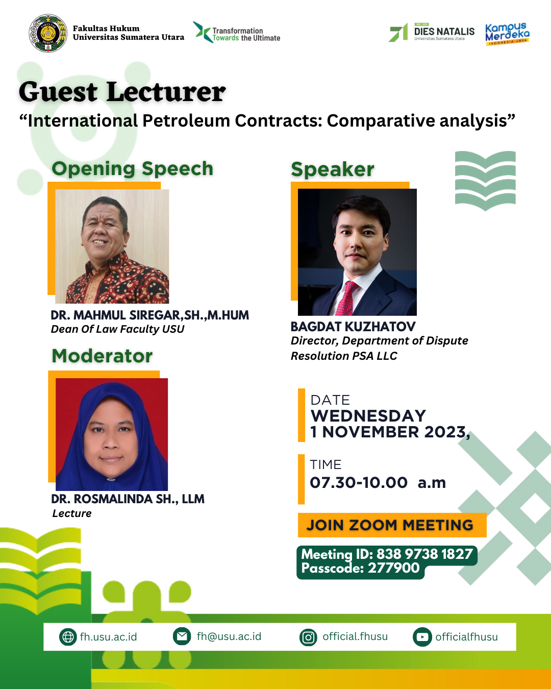 Guest Lecturer: International Petroleum Contracts; Comparative analysis